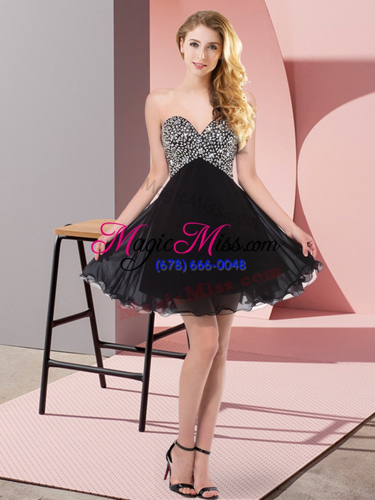 wholesale shining mini length black prom gown sweetheart sleeveless lace up