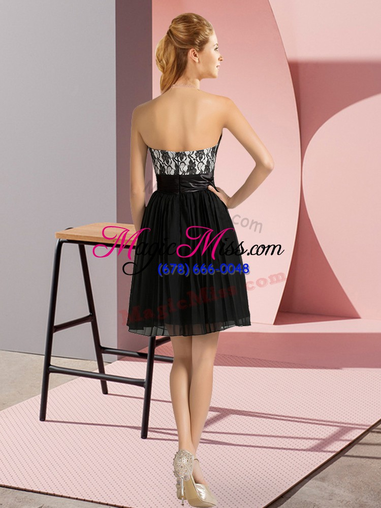 wholesale suitable black empire chiffon sweetheart sleeveless lace mini length zipper prom party dress
