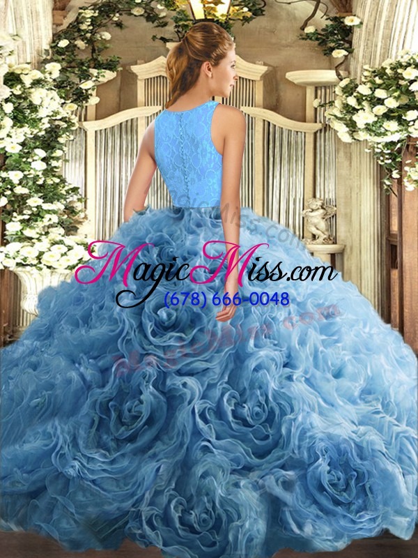 wholesale amazing blue zipper sweet 16 dress beading and lace sleeveless floor length