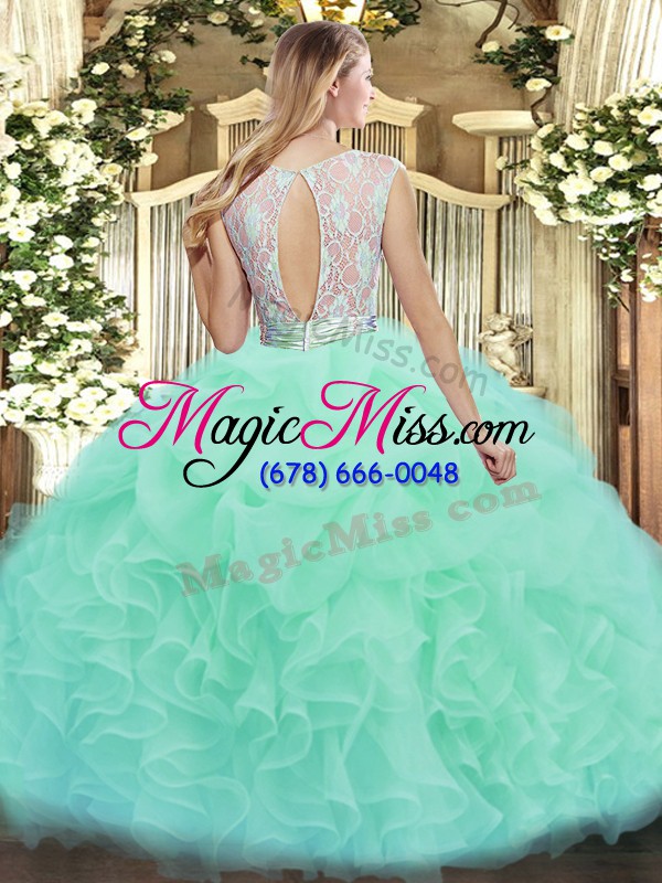 wholesale sleeveless backless floor length lace and ruffles quinceanera gowns