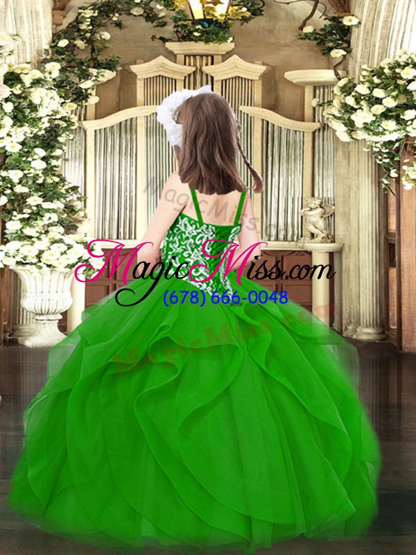 wholesale custom designed sleeveless beading and ruffles lace up little girl pageant dress