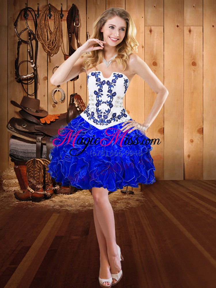 wholesale romantic sleeveless lace up floor length embroidery and ruffles 15th birthday dress