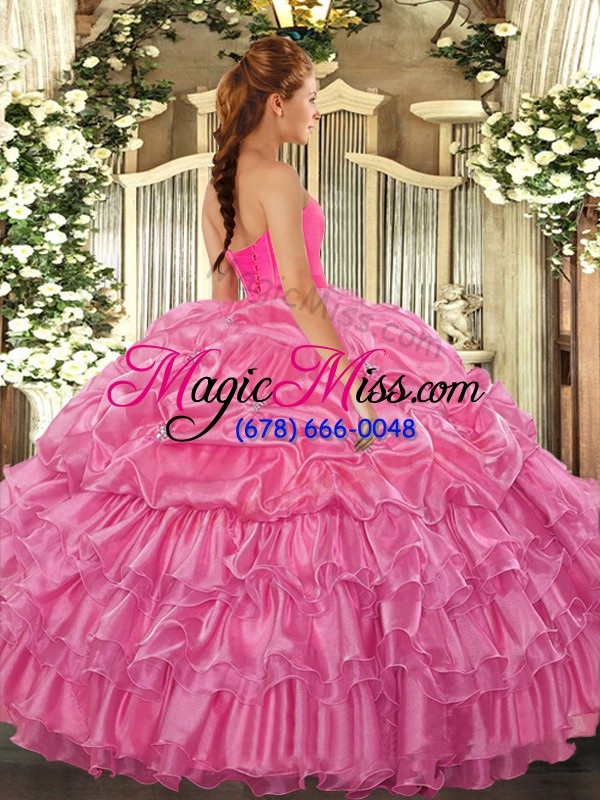 wholesale low price orange sleeveless organza lace up ball gown prom dress for military ball and sweet 16 and quinceanera