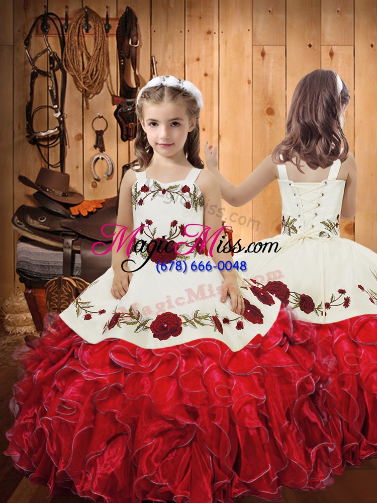 wholesale noble red halter top lace up embroidery and ruffles sweet 16 quinceanera dress sleeveless