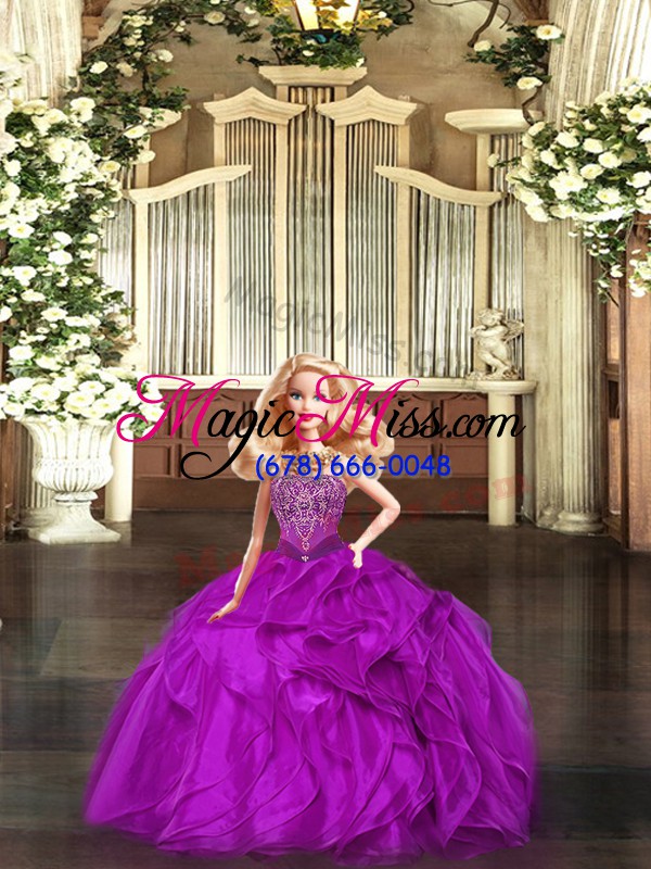 wholesale chic floor length ball gowns sleeveless fuchsia quinceanera dresses lace up