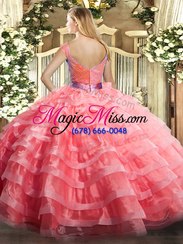 wholesale sleeveless ruffled layers zipper ball gown prom dress