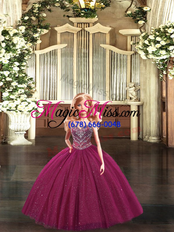 wholesale tulle sweetheart sleeveless lace up beading sweet 16 quinceanera dress in burgundy