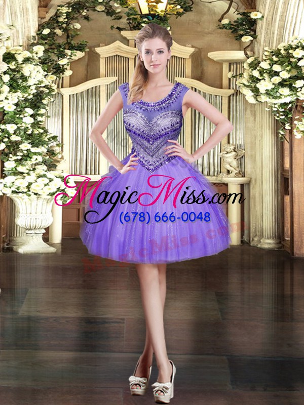 wholesale lavender tulle lace up quinceanera dress sleeveless floor length beading and ruffles