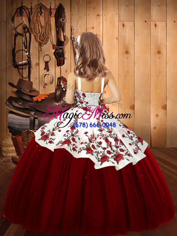 wholesale charming brown lace up little girl pageant gowns embroidery sleeveless floor length