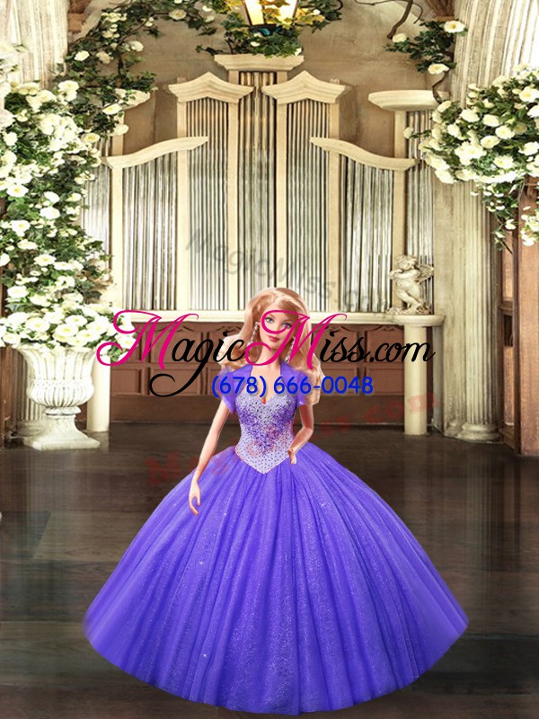 wholesale purple lace up straps beading quinceanera dresses tulle sleeveless