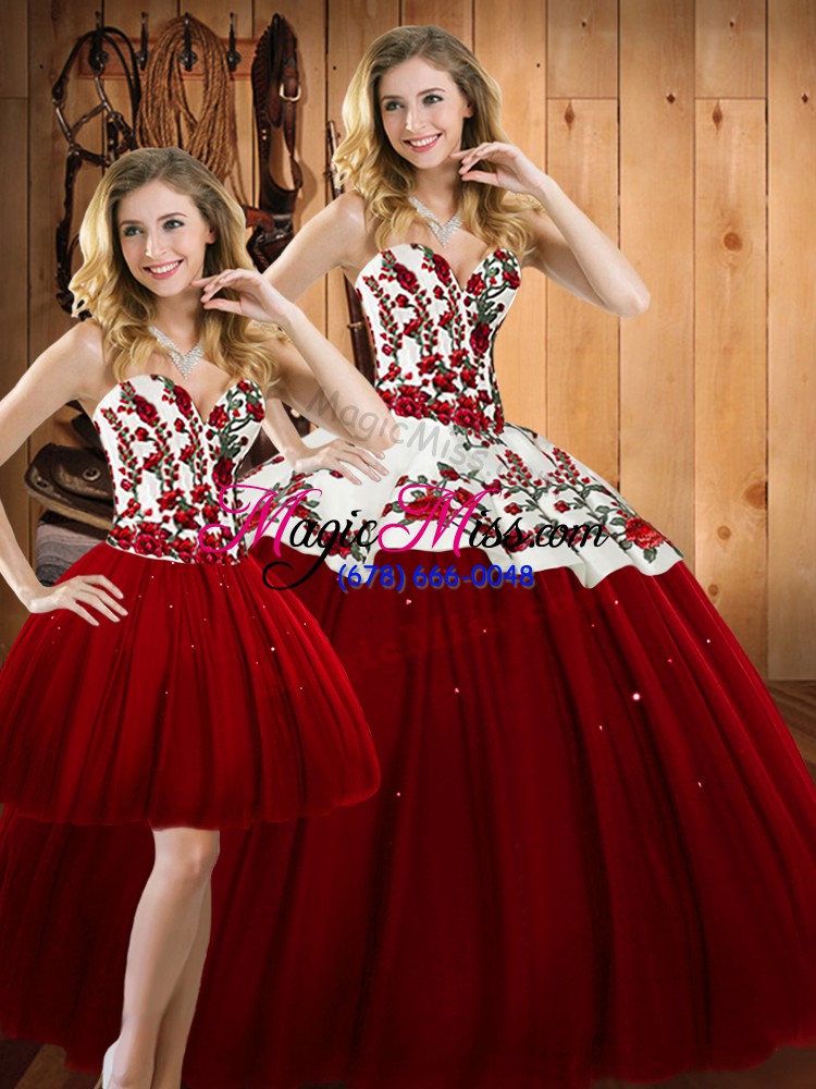 wholesale cheap sleeveless lace up floor length embroidery sweet 16 dress