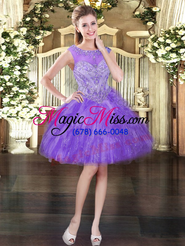 wholesale eggplant purple three pieces organza scoop sleeveless beading and ruffles floor length lace up sweet 16 quinceanera dress
