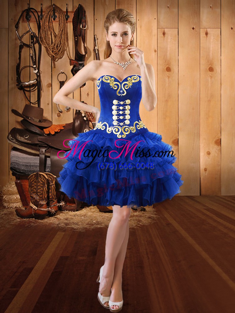 wholesale sweetheart sleeveless tulle quinceanera gown embroidery and ruffled layers lace up