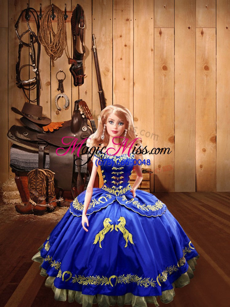 wholesale extravagant royal blue sleeveless satin and organza lace up sweet 16 quinceanera dress for sweet 16 and quinceanera