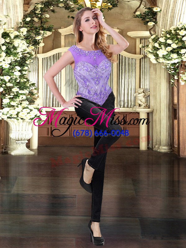 wholesale modern scoop sleeveless zipper sweet 16 quinceanera dress lavender tulle