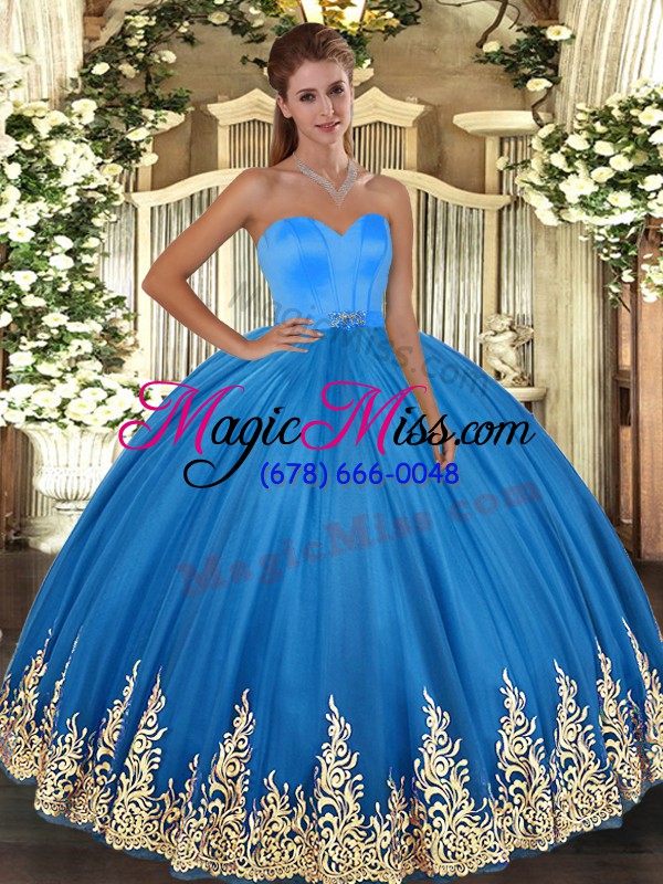 wholesale sleeveless lace up floor length appliques sweet 16 dress
