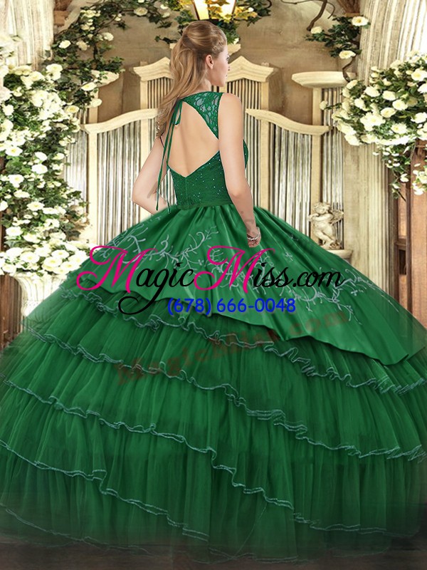 wholesale high end sleeveless beading and embroidery and ruffled layers zipper sweet 16 quinceanera dress