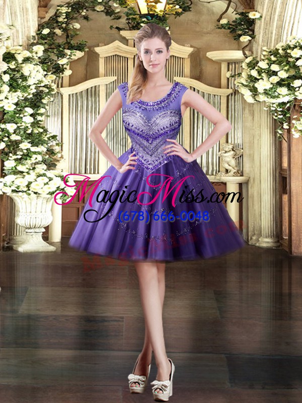 wholesale modern ball gowns quince ball gowns purple scoop tulle sleeveless floor length lace up