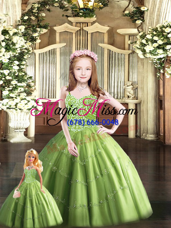 wholesale beading quinceanera gowns olive green lace up sleeveless floor length
