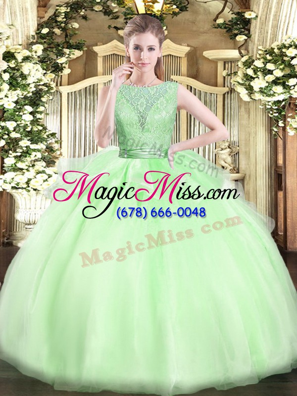 wholesale top selling floor length sweet 16 quinceanera dress organza sleeveless lace