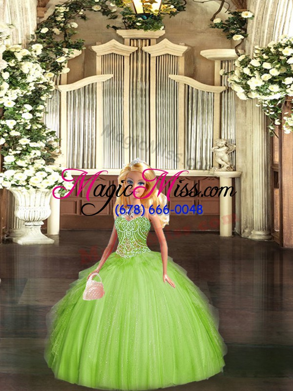 wholesale sweetheart sleeveless lace up quinceanera dresses apple green tulle