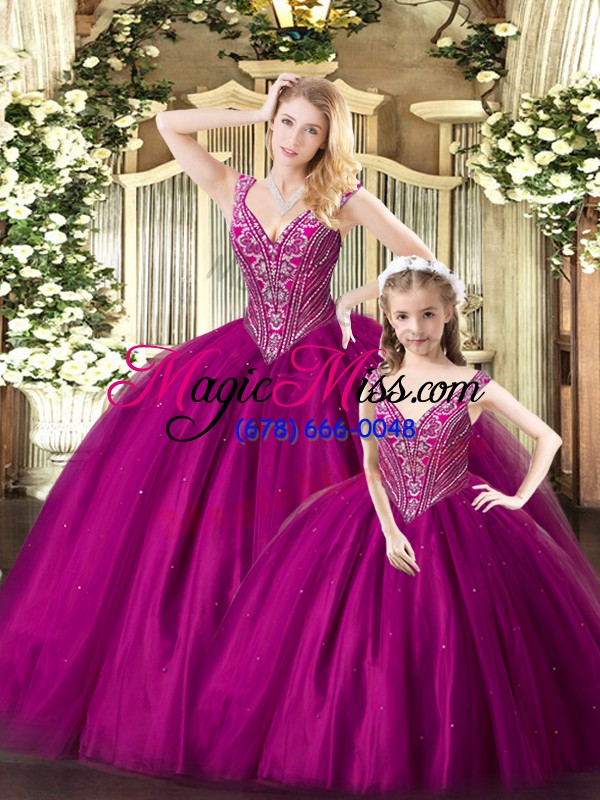 wholesale floor length ball gowns sleeveless fuchsia ball gown prom dress lace up