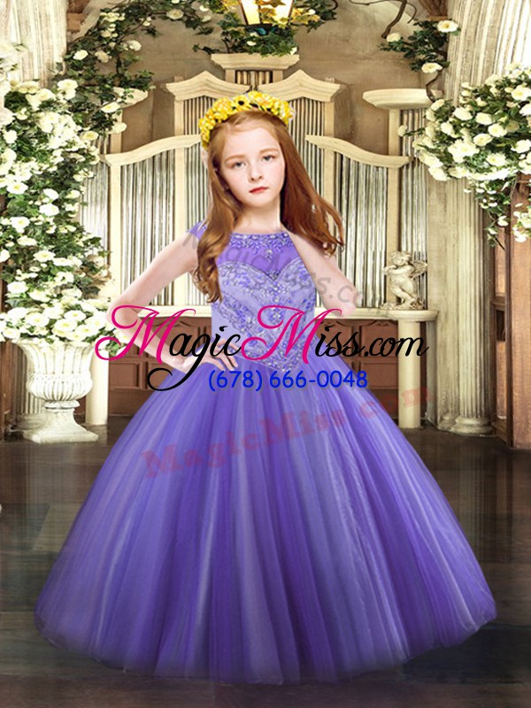 wholesale floor length ball gowns sleeveless lavender little girl pageant gowns zipper