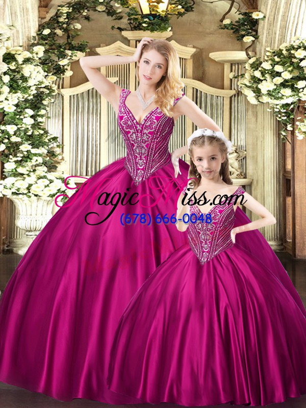 wholesale new style beading quince ball gowns red lace up sleeveless floor length