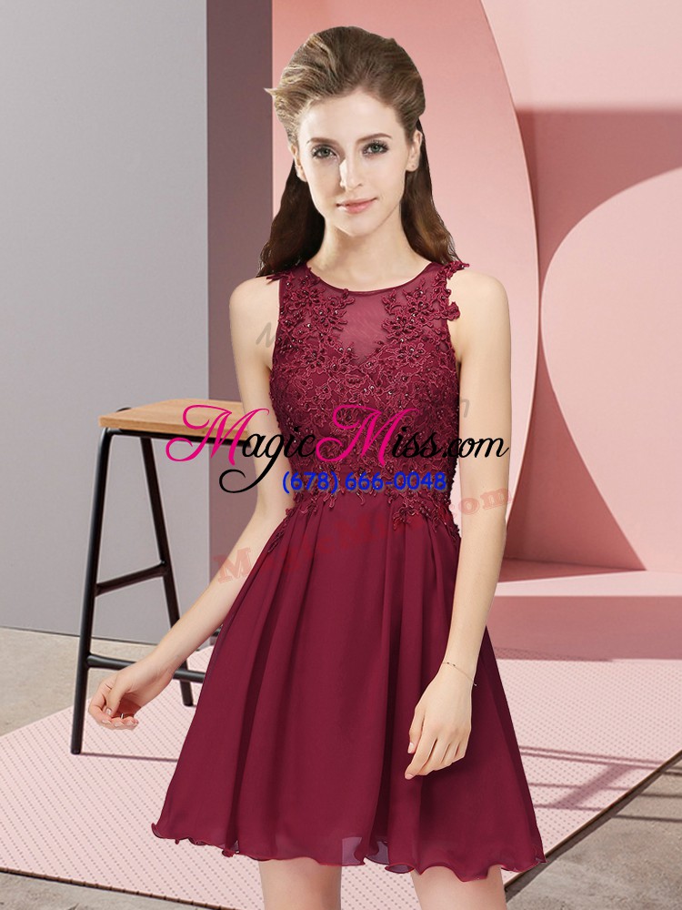 wholesale latest burgundy sleeveless chiffon zipper bridesmaid dresses for prom and party and wedding party