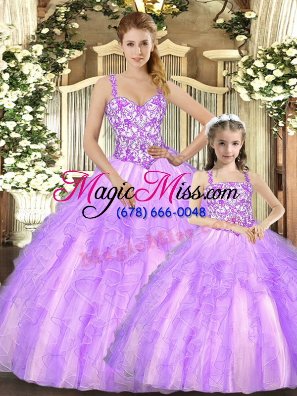 wholesale lilac sleeveless beading and ruffles floor length sweet 16 dresses