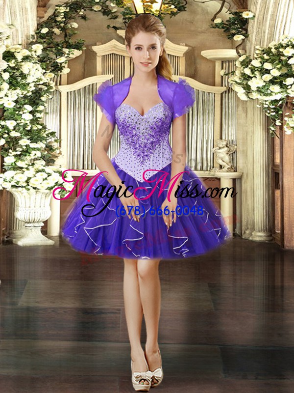 wholesale wonderful purple lace up sweet 16 dresses beading and ruffles sleeveless floor length