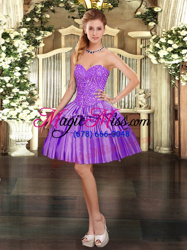 wholesale eggplant purple organza lace up quince ball gowns sleeveless floor length beading and ruffled layers