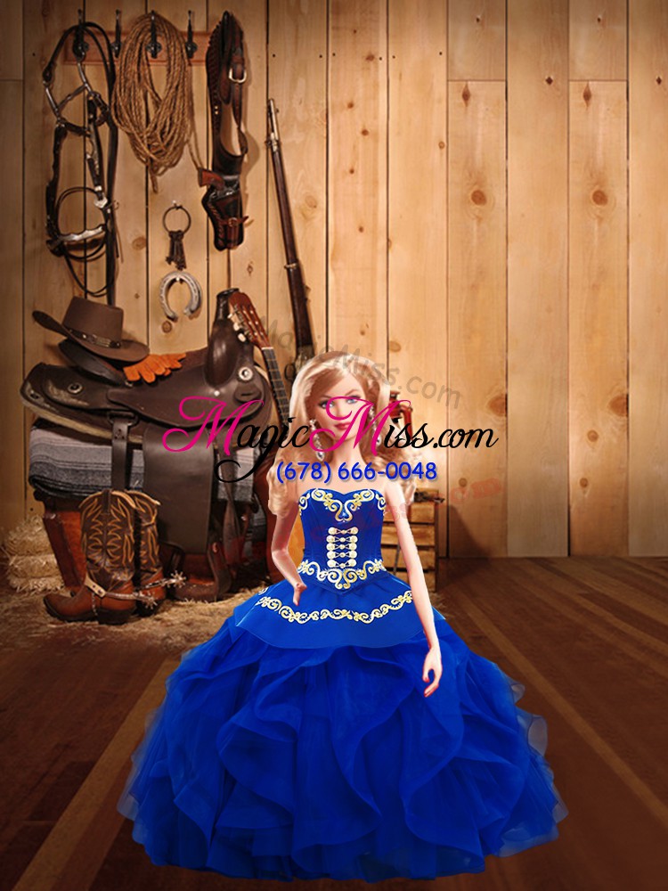 wholesale royal blue sleeveless tulle lace up quinceanera gowns for military ball and sweet 16 and quinceanera