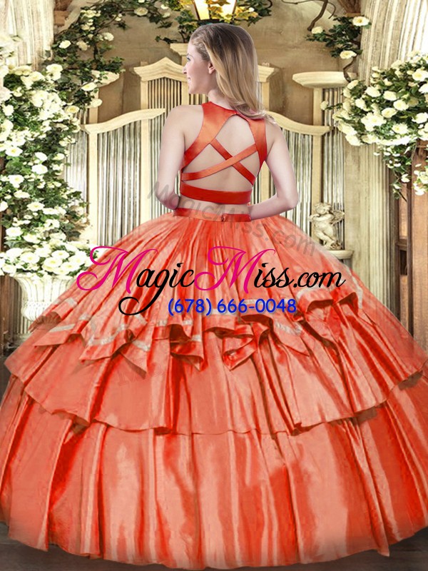 wholesale adorable tulle criss cross ball gown prom dress sleeveless floor length ruffled layers