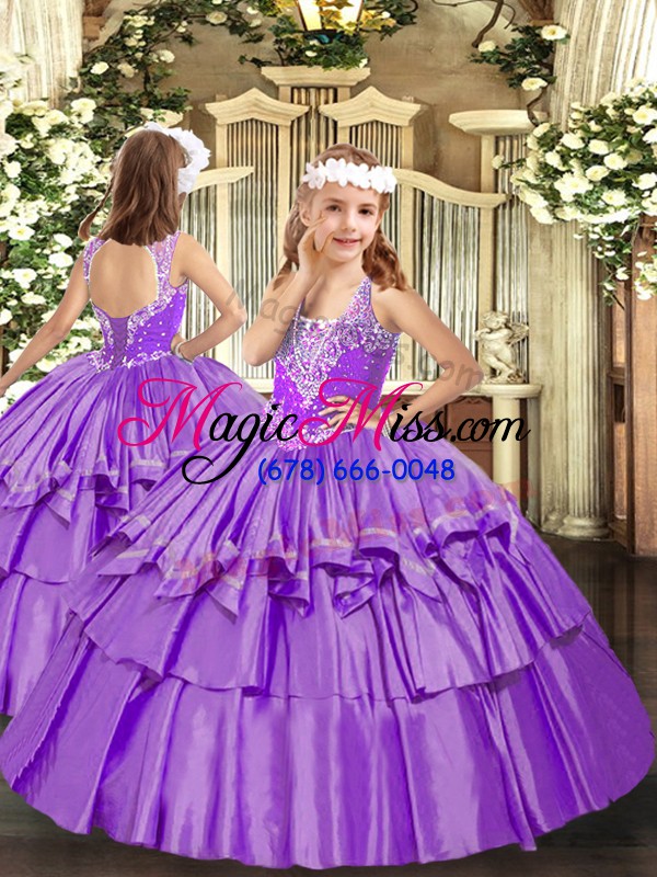 wholesale vintage lilac straps lace up beading and ruffled layers vestidos de quinceanera sleeveless
