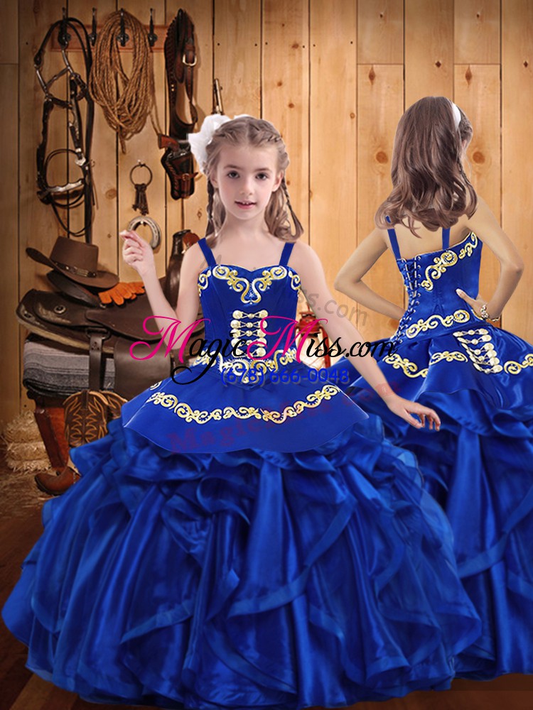 wholesale amazing sweetheart sleeveless lace up ball gown prom dress royal blue organza