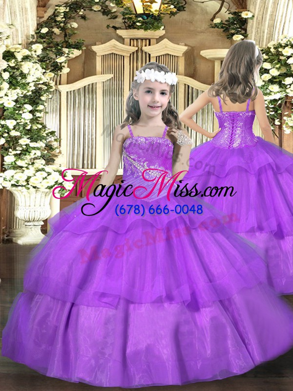 wholesale sweetheart sleeveless quinceanera dresses floor length beading and ruffles and ruching lilac tulle