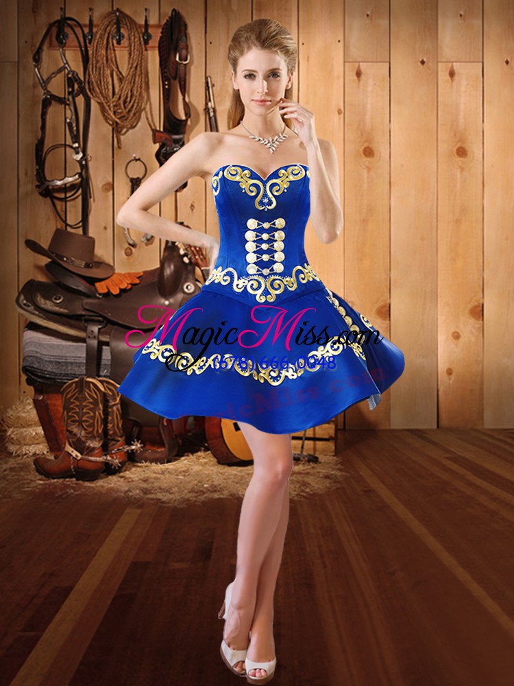 wholesale fancy sweetheart sleeveless lace up 15 quinceanera dress blue organza