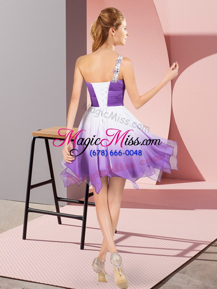 wholesale multi-color sleeveless asymmetrical beading lace up evening dress