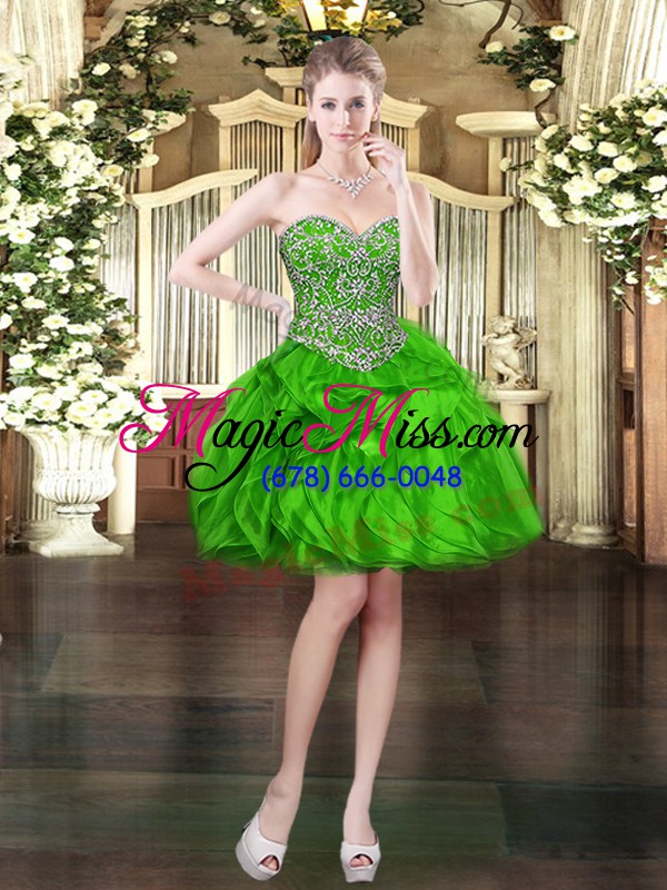 wholesale fine sweetheart sleeveless organza sweet 16 dresses beading and ruffles lace up