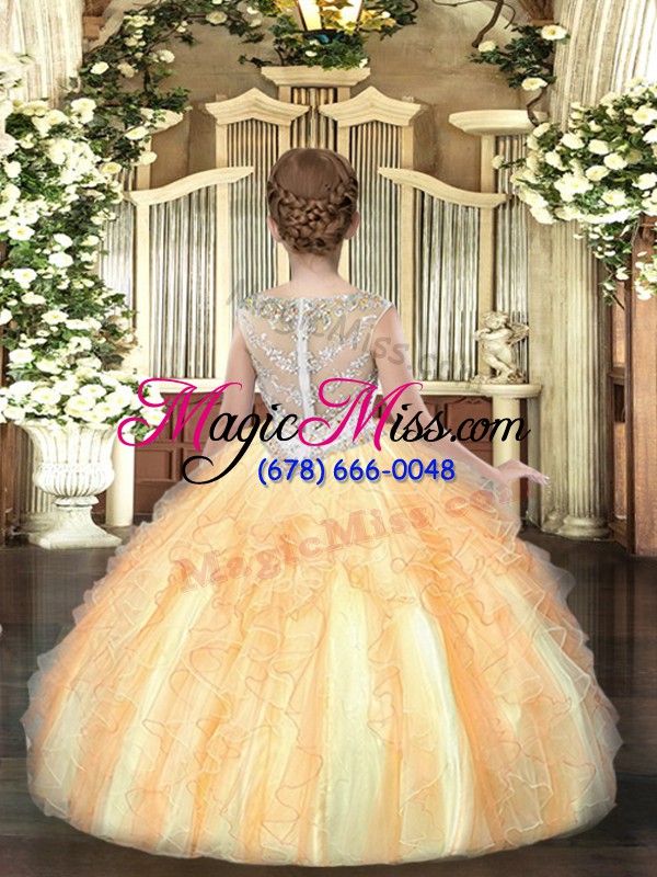 wholesale lilac ball gowns beading and ruffles little girls pageant dress zipper organza sleeveless floor length