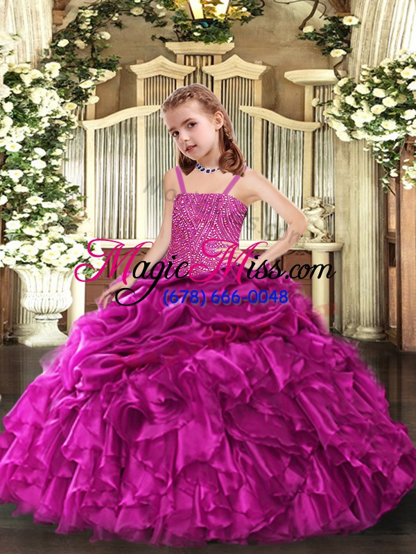 wholesale sleeveless beading and ruffles lace up pageant dress for womens