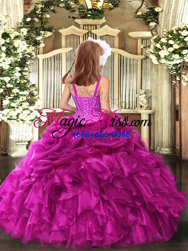 wholesale sleeveless beading and ruffles lace up pageant dress for womens