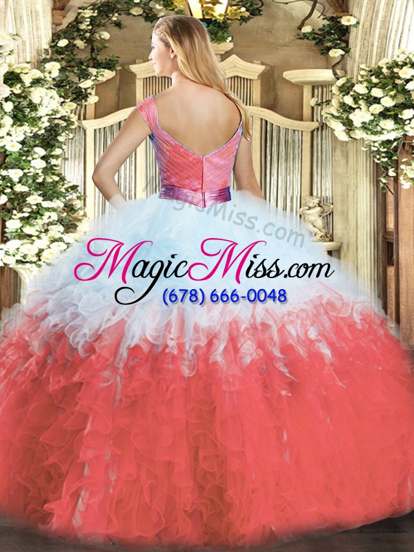 wholesale exquisite multi-color sleeveless ruffles floor length 15 quinceanera dress