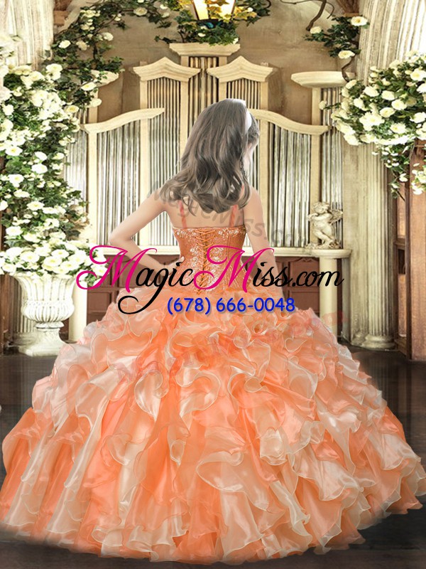 wholesale yellow green ball gowns straps sleeveless organza floor length lace up beading and ruffles pageant dresses