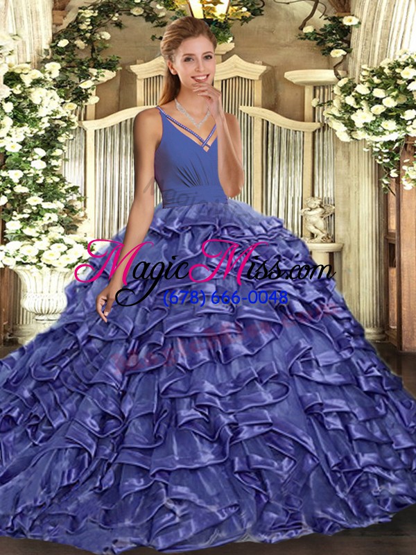 wholesale glorious with train lavender vestidos de quinceanera v-neck sleeveless sweep train backless