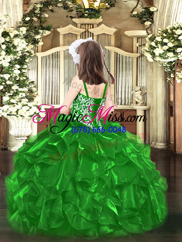 wholesale exquisite ball gowns pageant dress wholesale green straps organza sleeveless floor length lace up