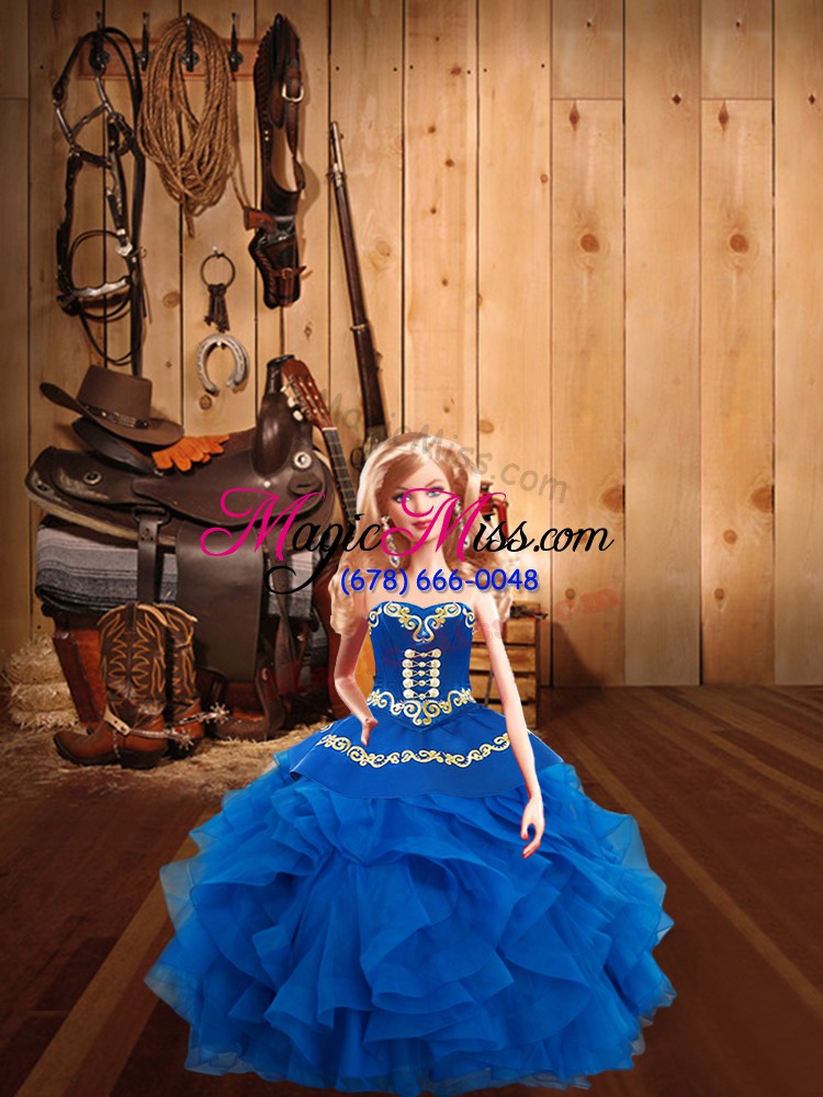 wholesale ball gowns quinceanera gowns blue sweetheart tulle sleeveless floor length lace up