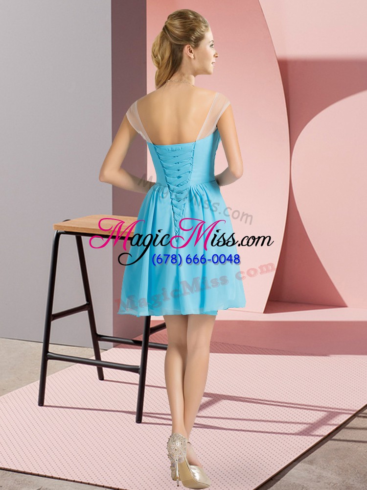 wholesale cap sleeves chiffon lace up prom party dress for prom and party