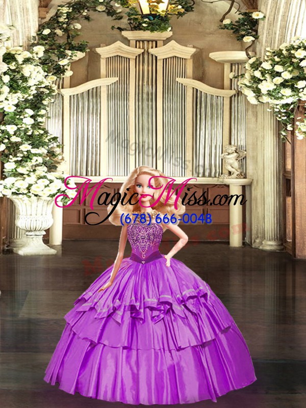 wholesale sweet lilac organza lace up sweet 16 quinceanera dress sleeveless floor length ruffled layers